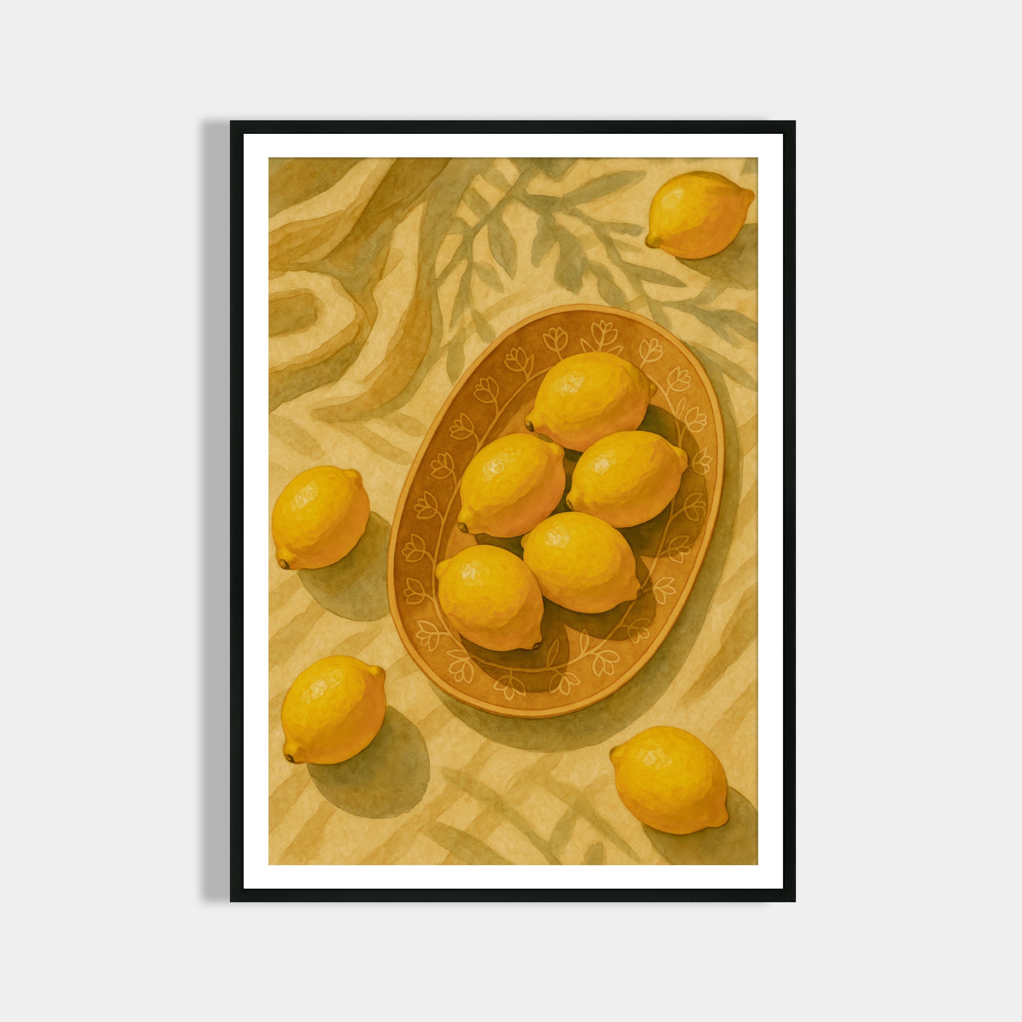 Zitronen Stillleben Poster - Esszimmer & Küchendeko - Moderne Vintage Wandkunst