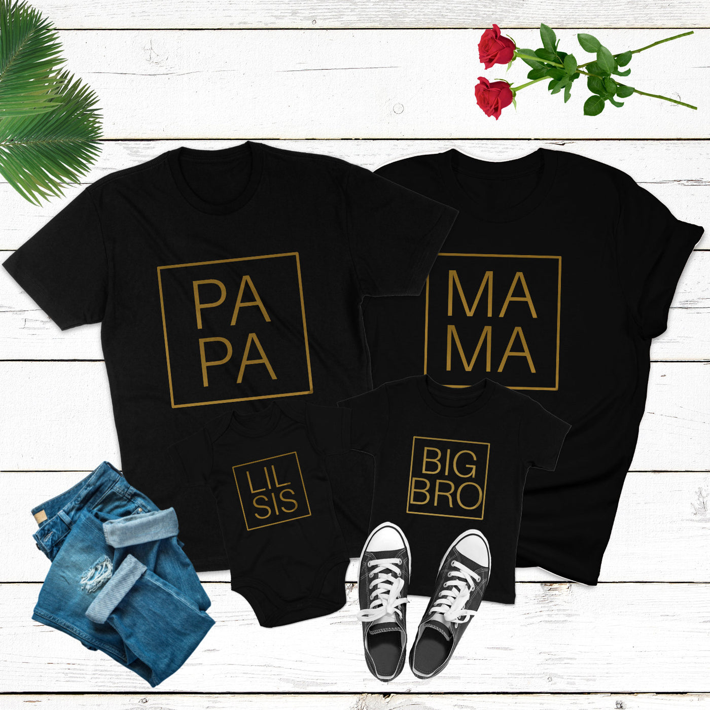 Familienoutfit Papa Mama Shirt Mini Baby Body Big Sis Big Bro Lil Sis Lil Bro