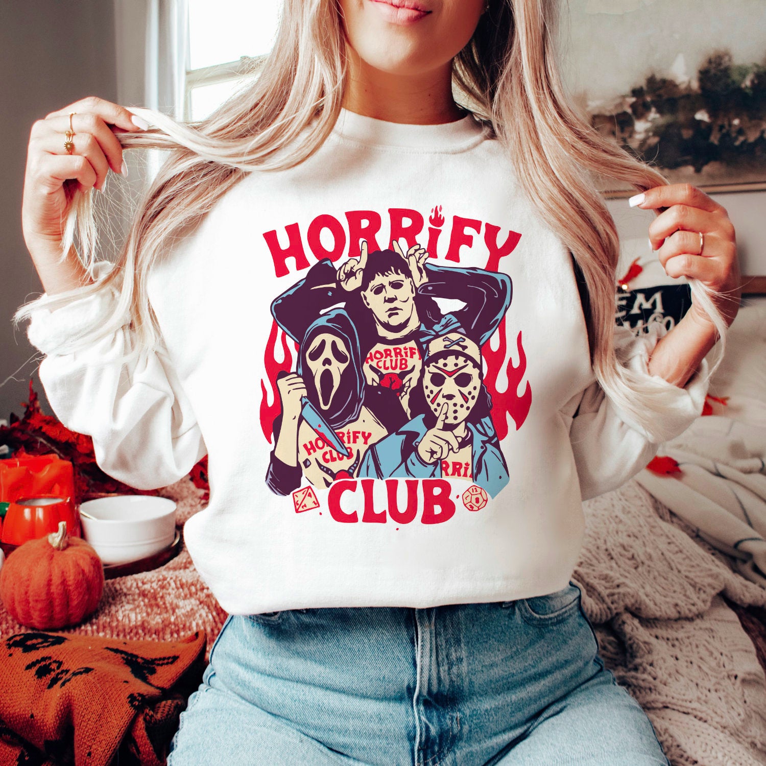 Halloween Pullover Halloween Sweatshirt Horrify Club Retro Vintage Sweater Retro Sweatshirt Pullover Horror Satire Oversize
