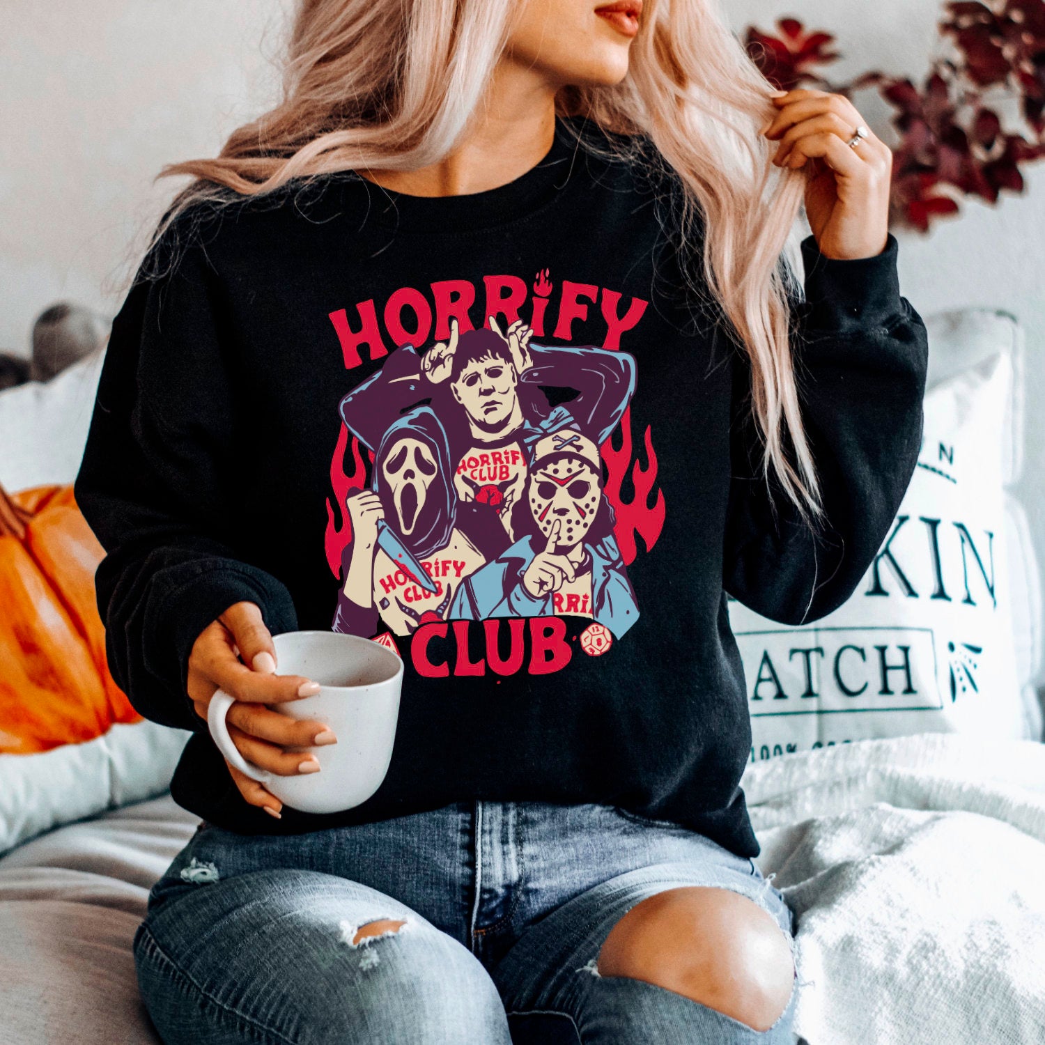 Halloween Pullover Halloween Sweatshirt Horrify Club Retro Vintage Sweater Retro Sweatshirt Pullover Horror Satire Oversize