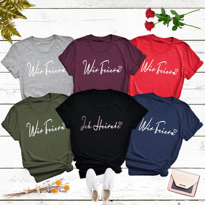 JGA Frauen Shirts Braut Ich Heirate Team Wir Feiern Junggesellinnenabschied T-Shirts JGA tshirt Unisex