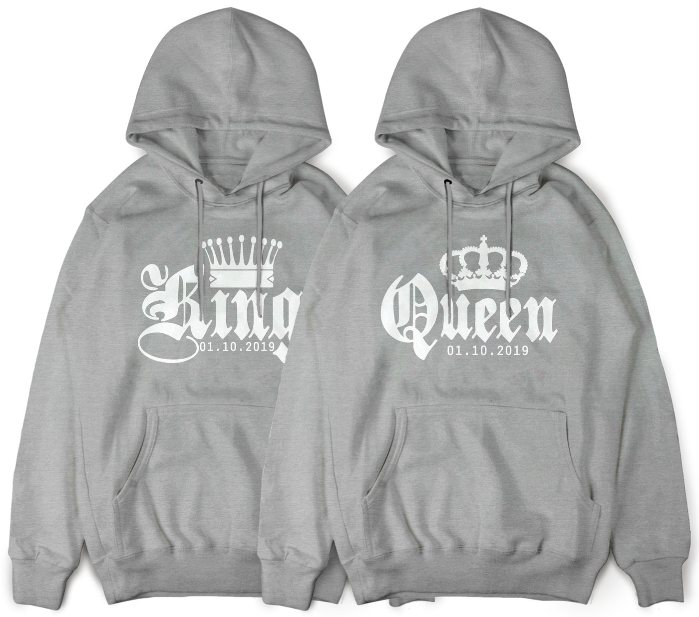 KING QUEEN Pullover mit Wunschdatum und Krone im Set Stück