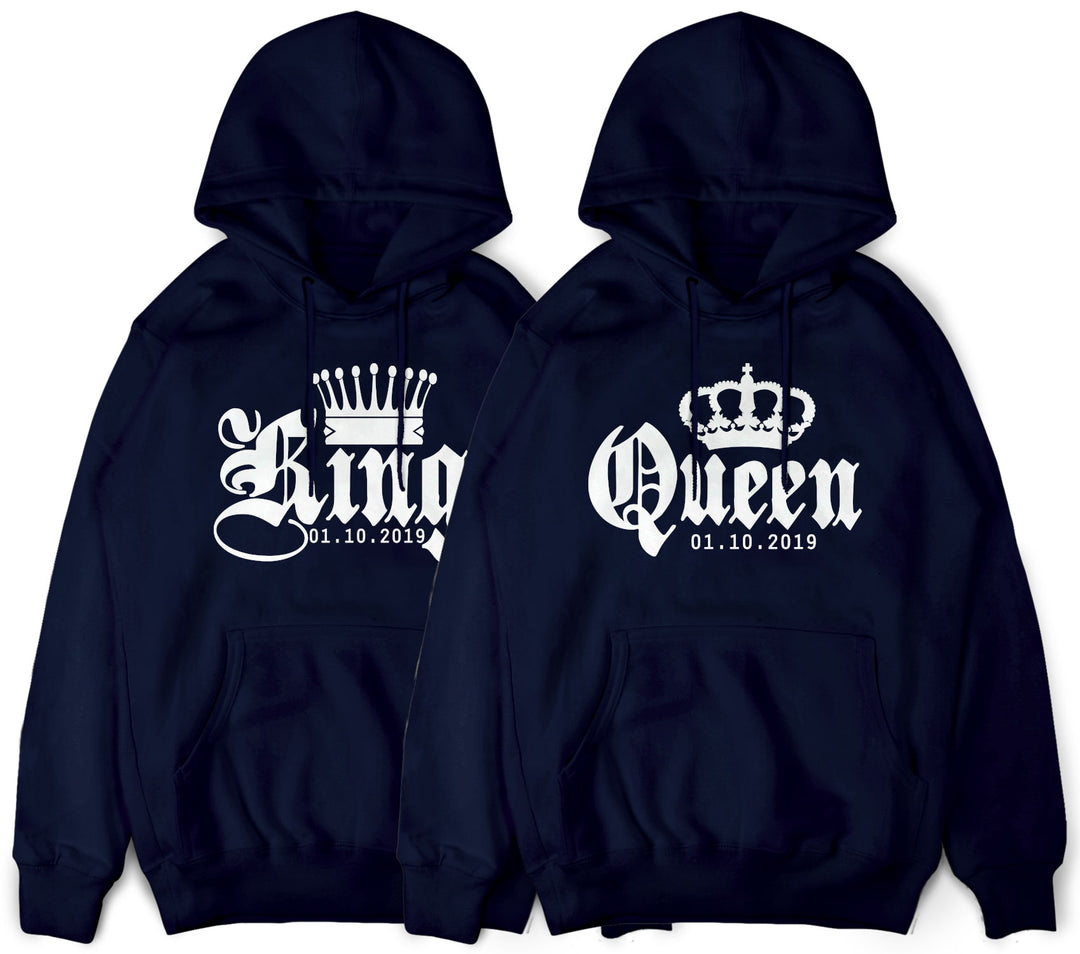 King And King Und Queen Hoodie Mit Datum Couples Shop