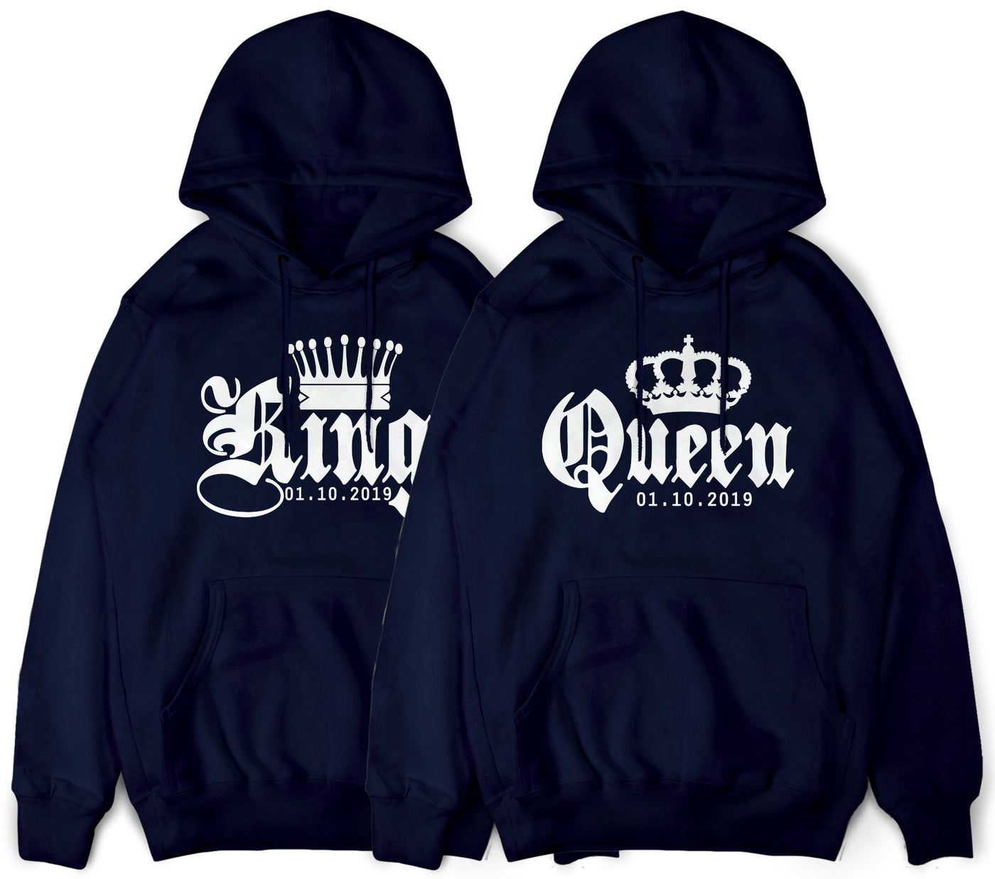 Pärchen Hoodies King & Queen - Partnerpullover Mit Kronen-Print