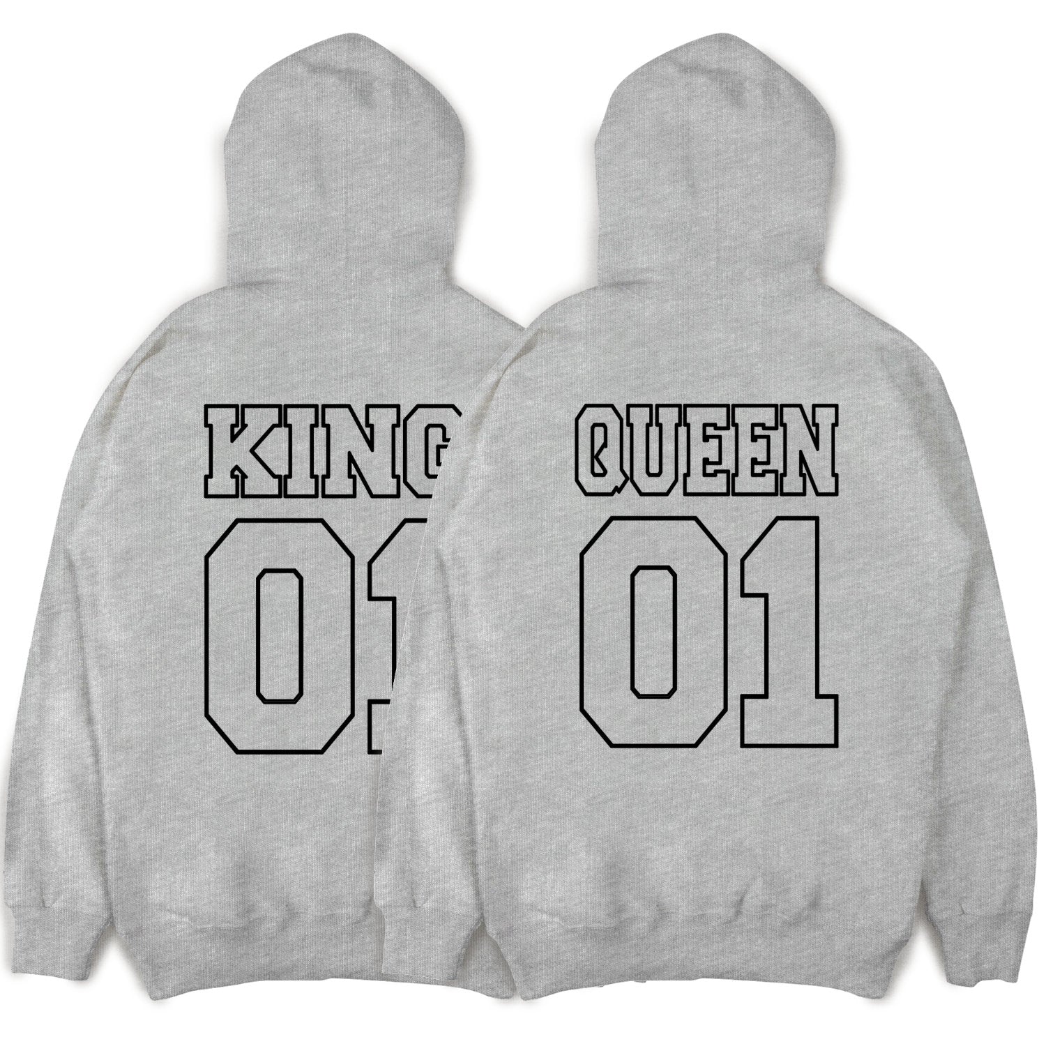 KING & QUEEN Hoodies Outline Pärchen Hoodies mit Wunschzahlen Pärchenpullis im SET Pärchen Geschenk King 01 Queen 01 Hoodies Paare Paarpulli