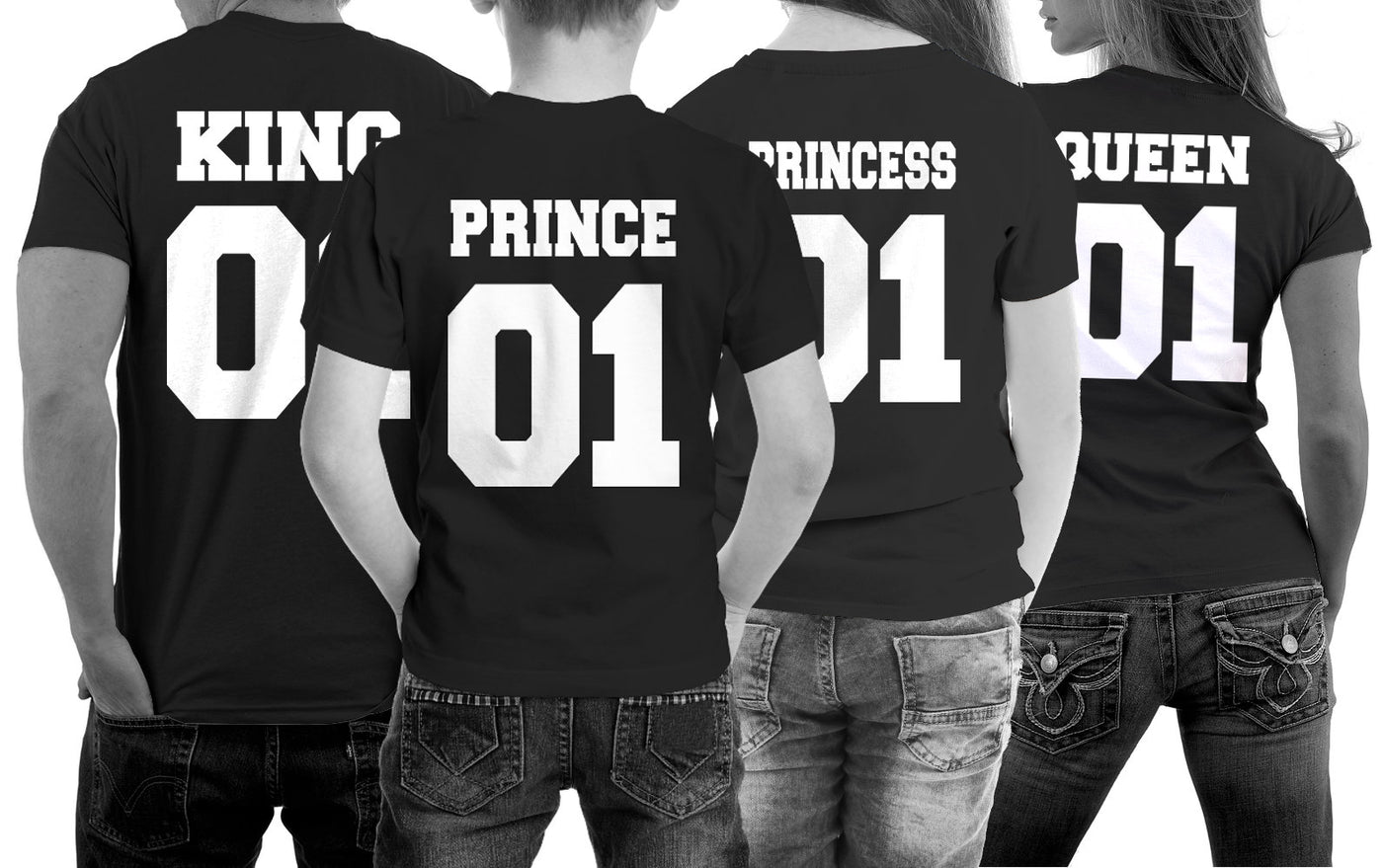 Familien Partner Shirts KING 01 - QUEEN 01 - PRINCE 01 - PRINCESS 01