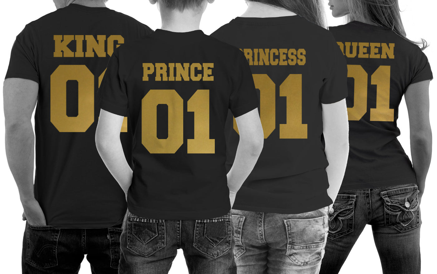 Familien Partner Shirts KING 01 - QUEEN 01 - PRINCE 01 - PRINCESS 01