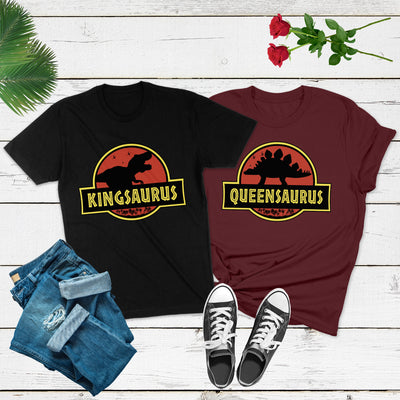Kingsaurus Queensaurus Pärchen Shirts für Paare King und Queen