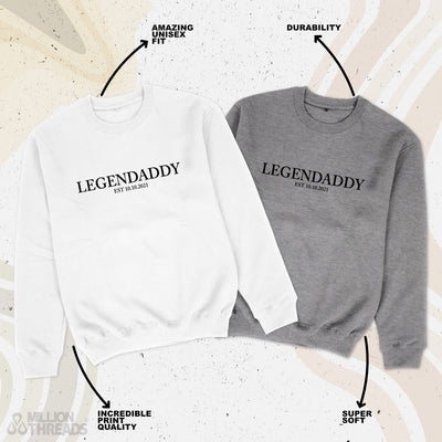 Papa Sweatshirt Legendaddy Pullover für Papa mit Wunschdatum Vatertag Geschenk Personalisiert Vatertagsgeschenk Vater Sohn Vater und Tochter
