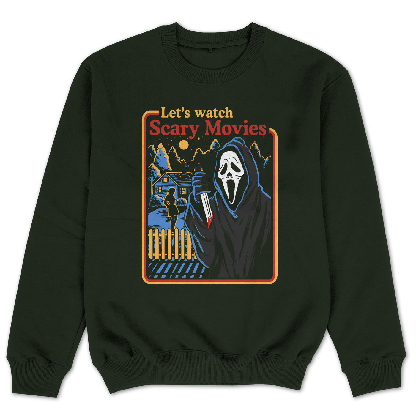 Lets Watch Scary Movies Horror Sweater Halloween Sweatshirt Parodie Fun Satire