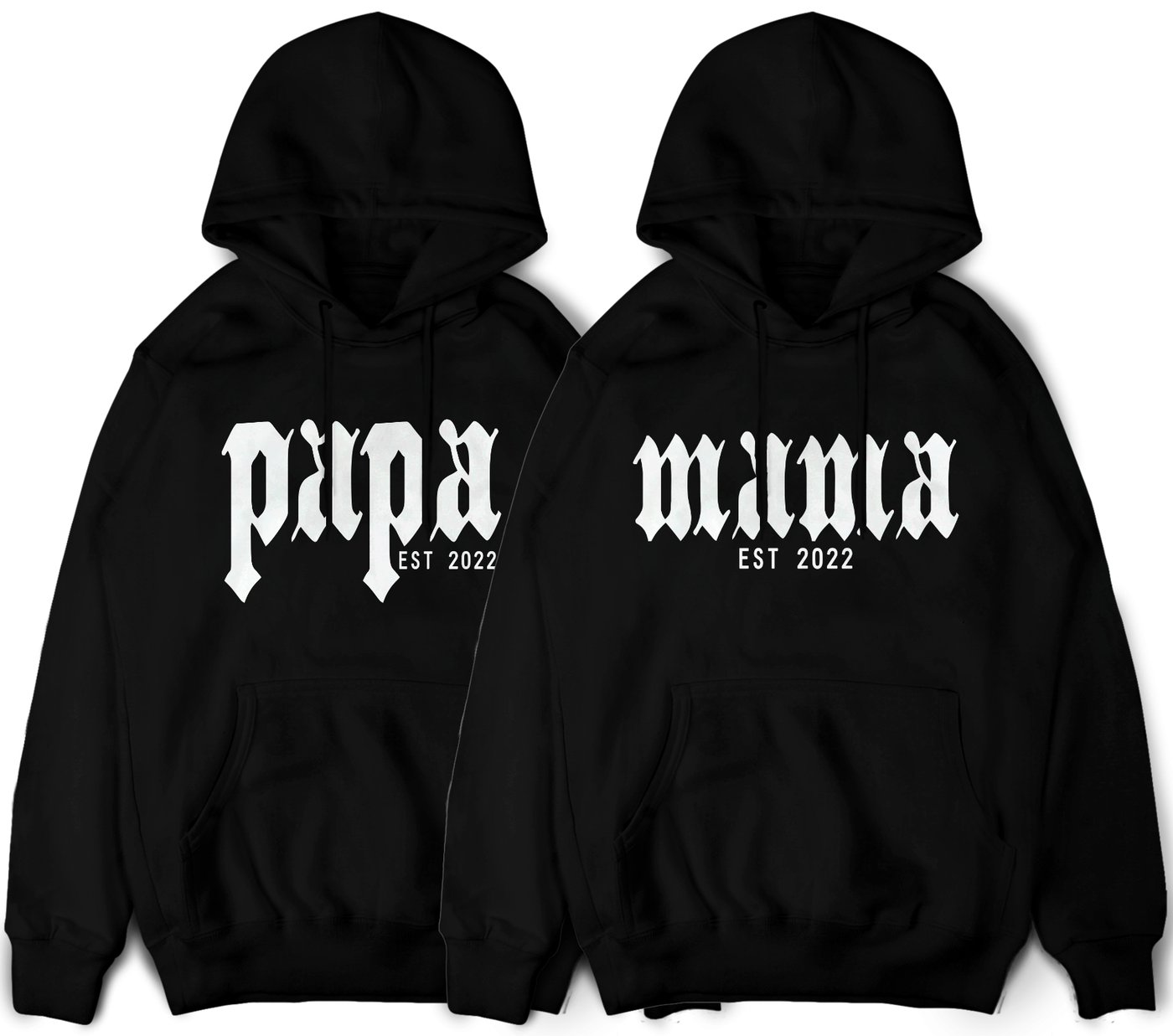 Mama Papa Hoodies Familien Pullover mit Wunschdatum Personalisierte Hoodies Eltern Geschenk