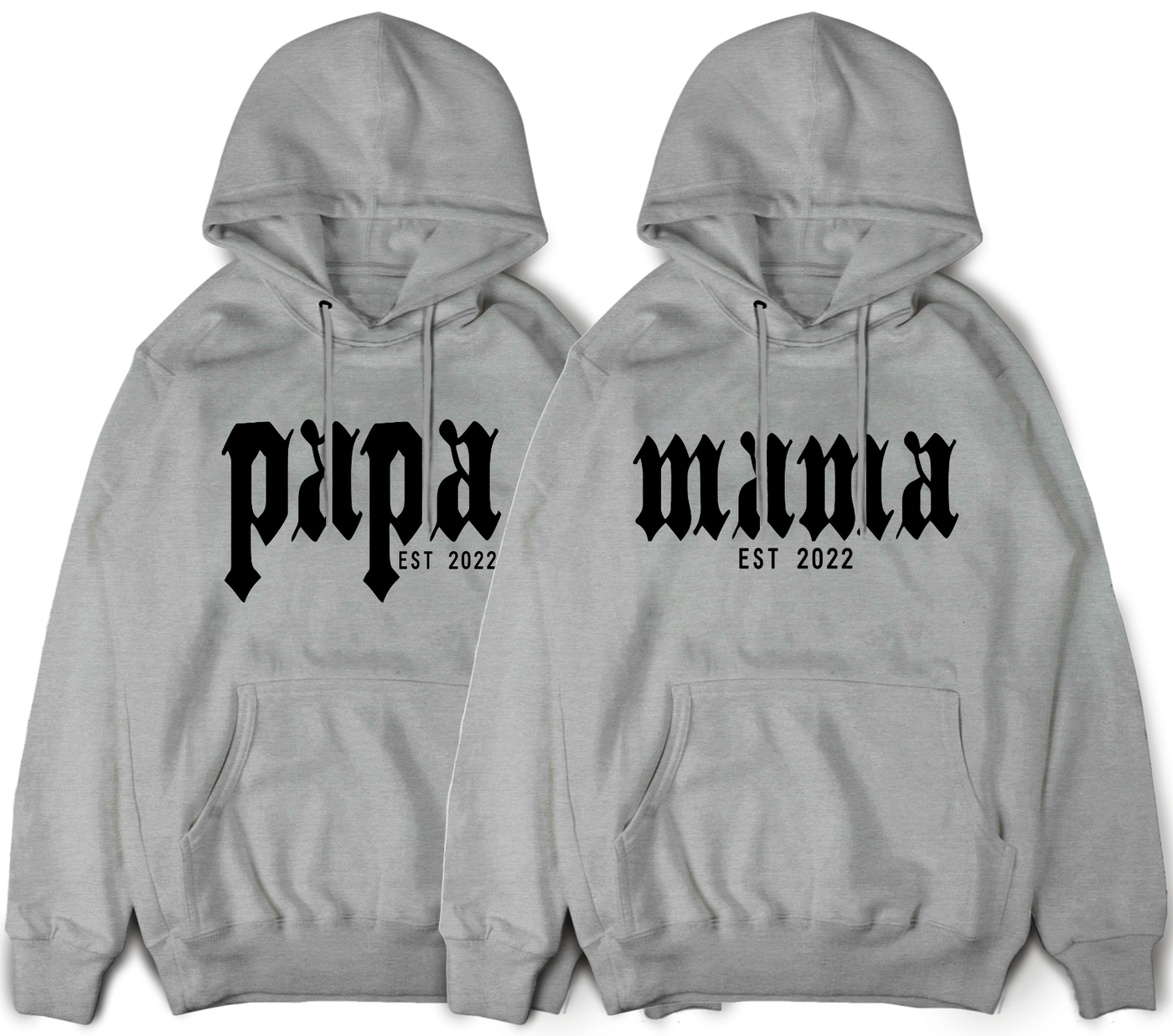 Mama Papa Hoodies Familien Pullover mit Wunschdatum Personalisierte Hoodies Eltern Geschenk