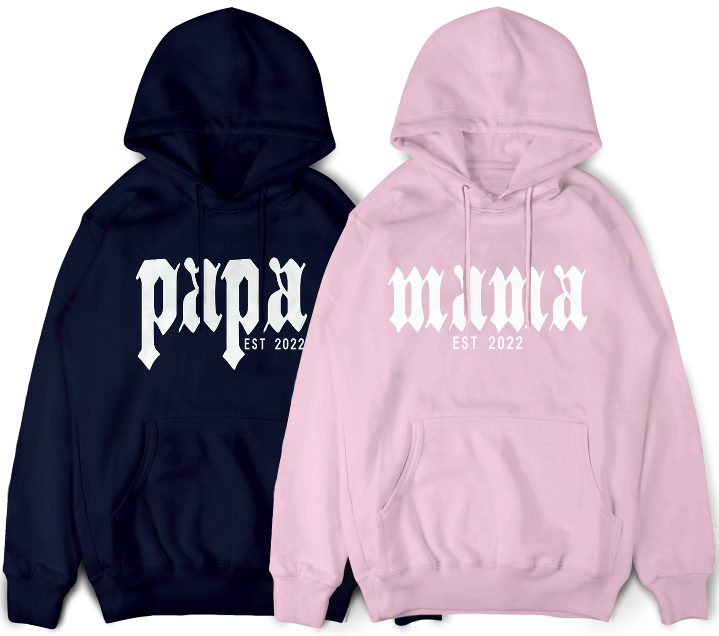 Mama Papa Hoodies Familien Pullover mit Wunschdatum Personalisierte Hoodies Eltern Geschenk