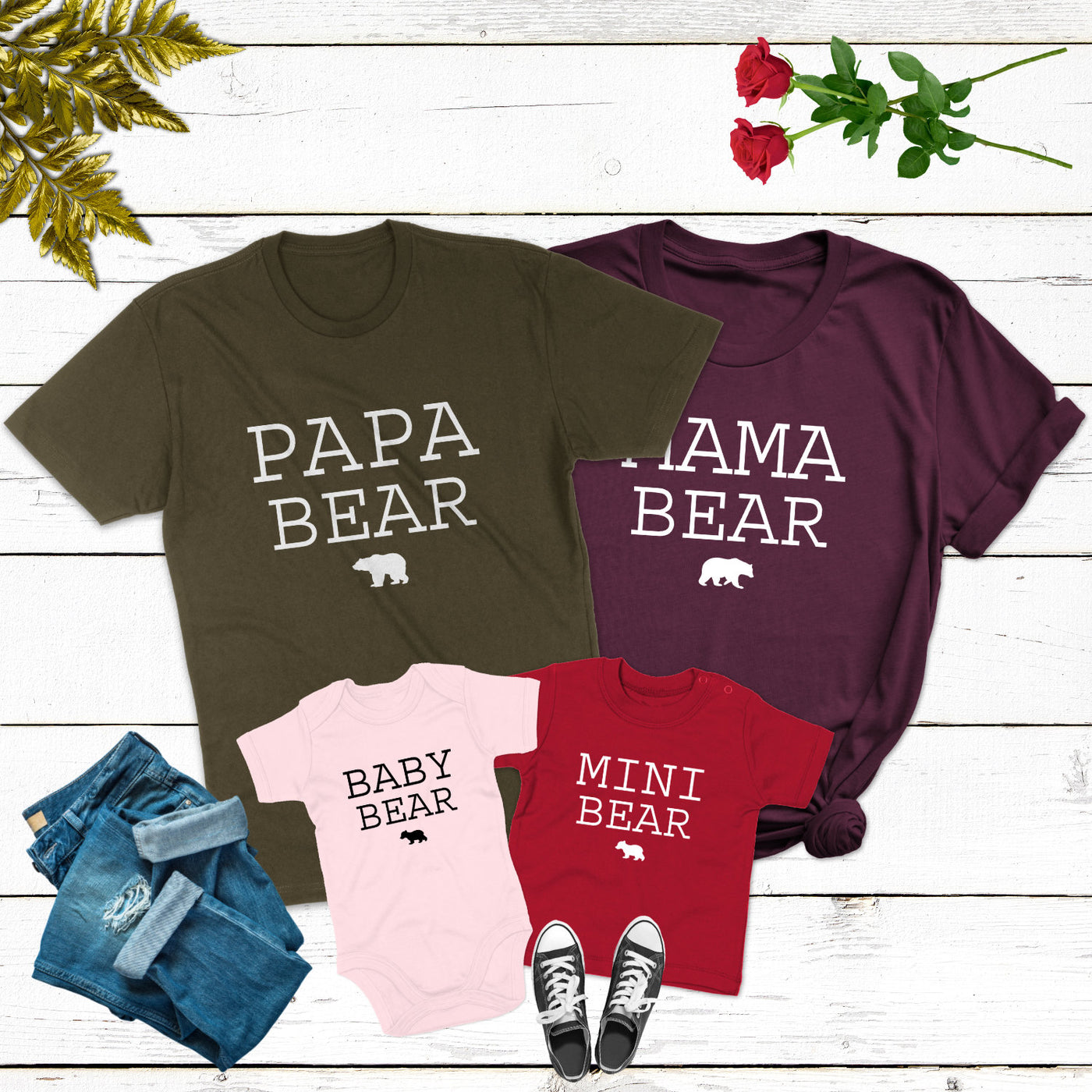 Papa Bear Papa Shirt Mama Bear Mini Bär Familienoutfit Familienshirts Baby Geschenk Geburt Kind Kinder Shirts Babyglück