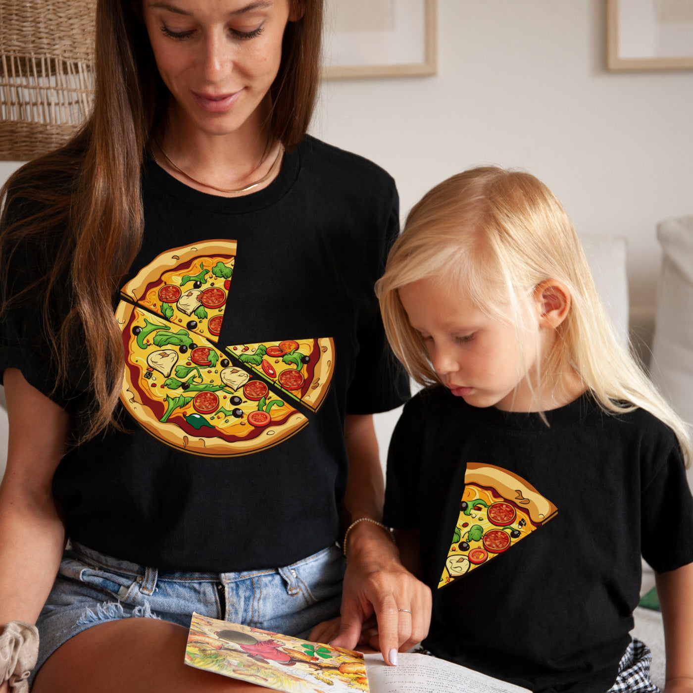 Pizza Shirts Vater Sohn Partnerlook Pizza Scheibe T-Shirts Mama Tochter Outfit Set Babybody bedruckt Valentinstag Geschenk Vatertag für Papa