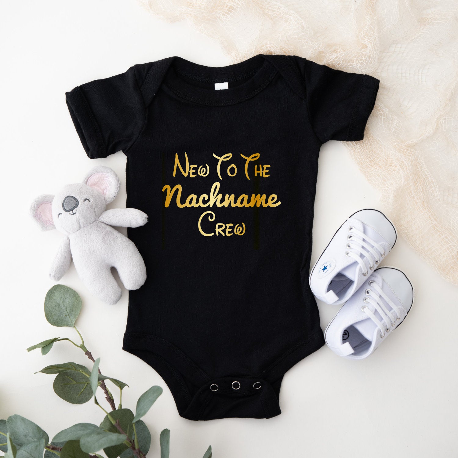 New to the Crew Body Personalisiert Babybody Miniversion Bodysuit Schwangerschaft verkünden Body kurzarm bedruckt Babybody Bodysuit Geschenk