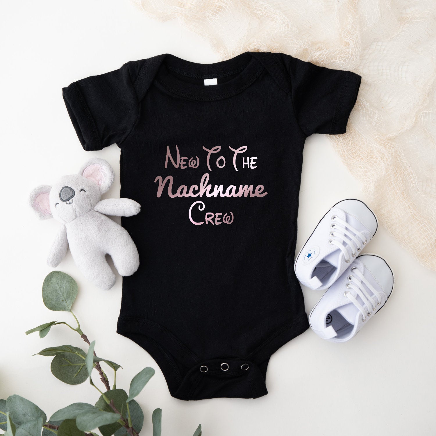 New to the Crew Body Personalisiert Babybody Miniversion Bodysuit Schwangerschaft verkünden Body kurzarm bedruckt Babybody Bodysuit Geschenk