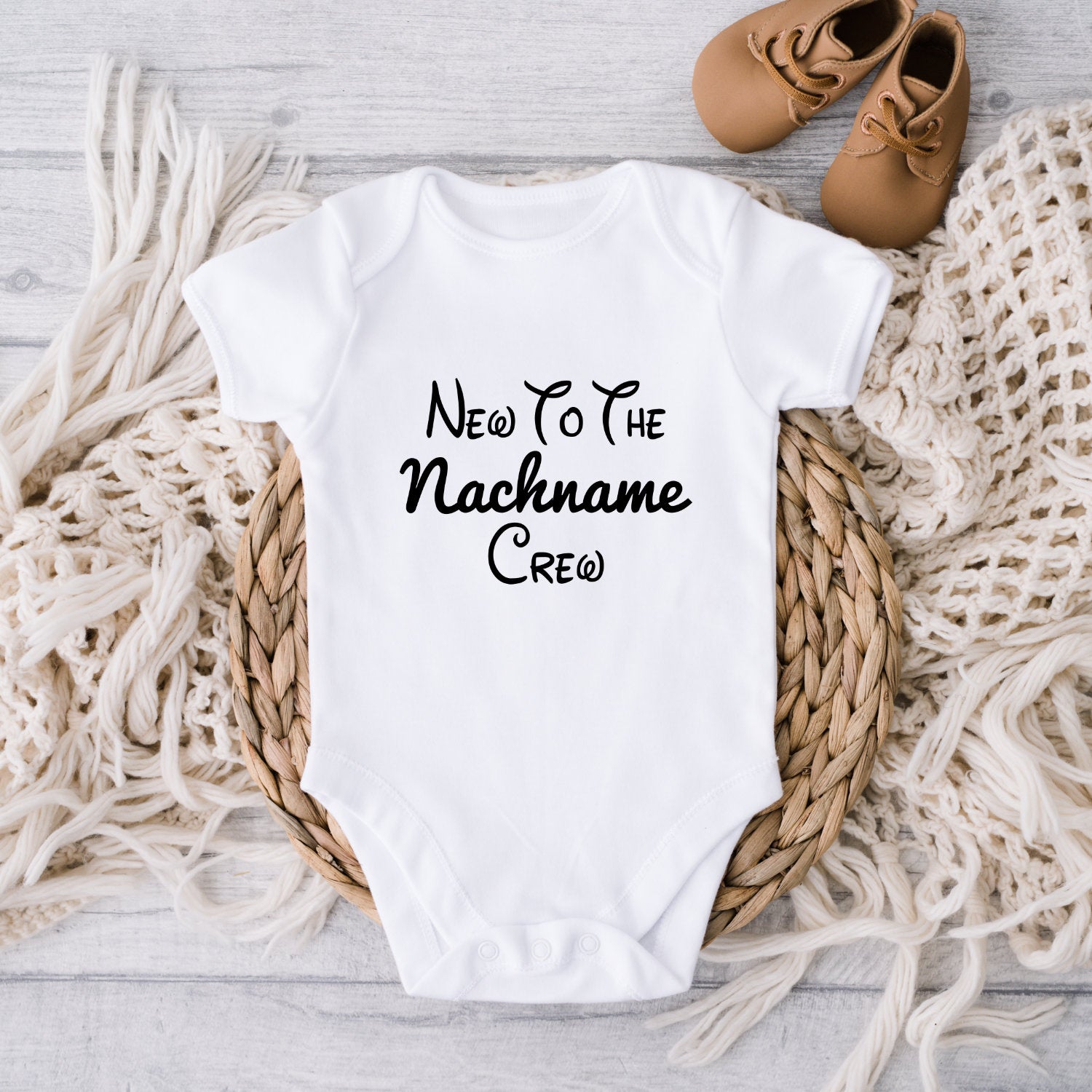 New to the Crew Body Personalisiert Babybody Miniversion Bodysuit Schwangerschaft verkünden Body kurzarm bedruckt Babybody Bodysuit Geschenk