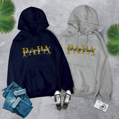 Papa Hoodie personalisiert Geschenk Vatertag Pullover für Papa Vatertagsgeschenk Wunschtext Familie Kindernamen Est Datum