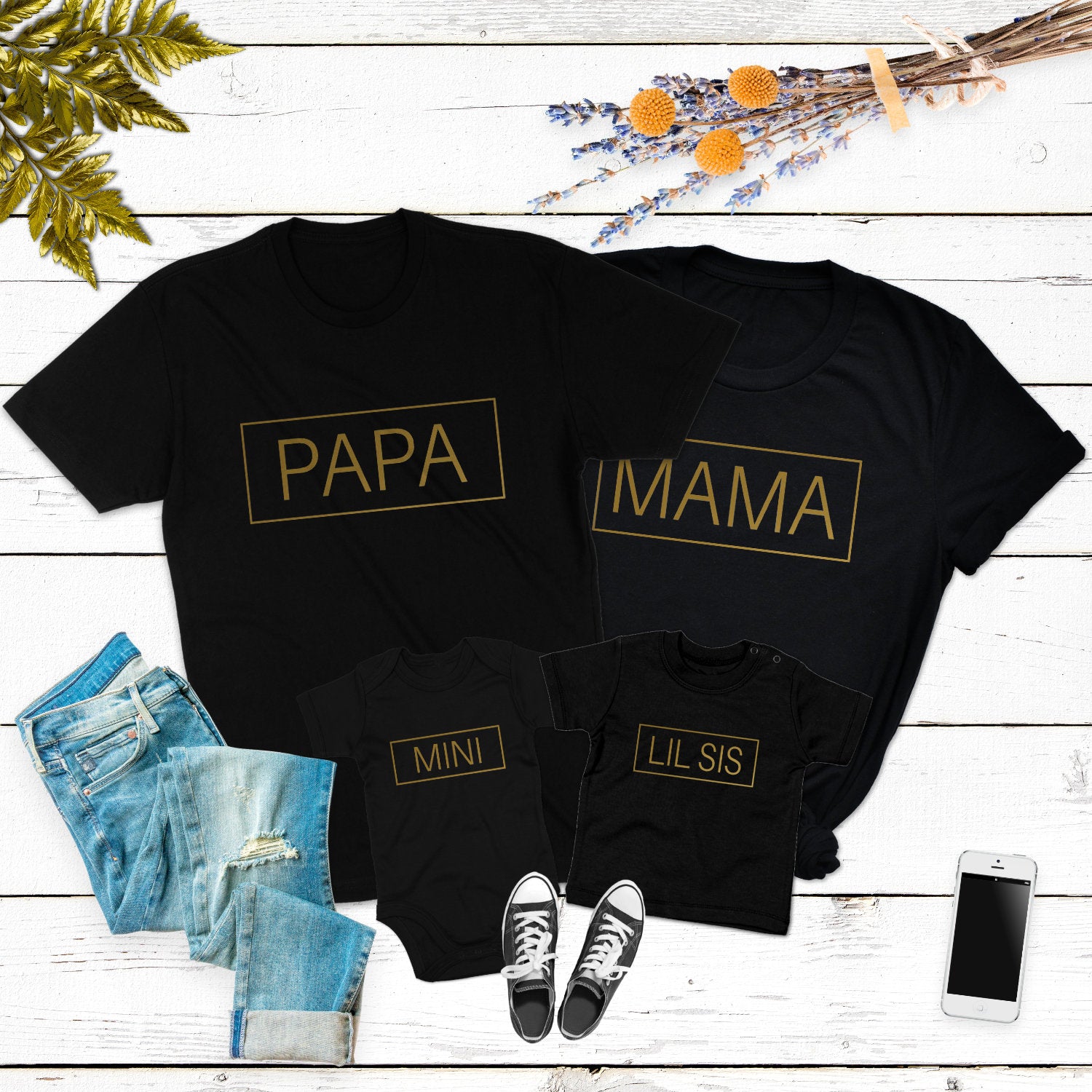 Familienoutfit Mama Papa Mini Shirts Baby Geschenk T-Shirts Big Bro Bodysuit Lil Sis Big Sis Outfit für die Familie Kinder Shirts