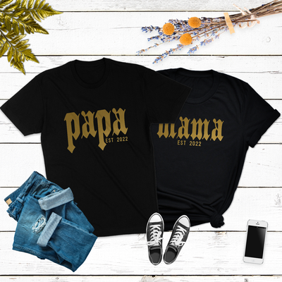 Mama Papa Shirt Mama Geschenk Geburt Personalisiert Est Wunschdatum Familien Shirts