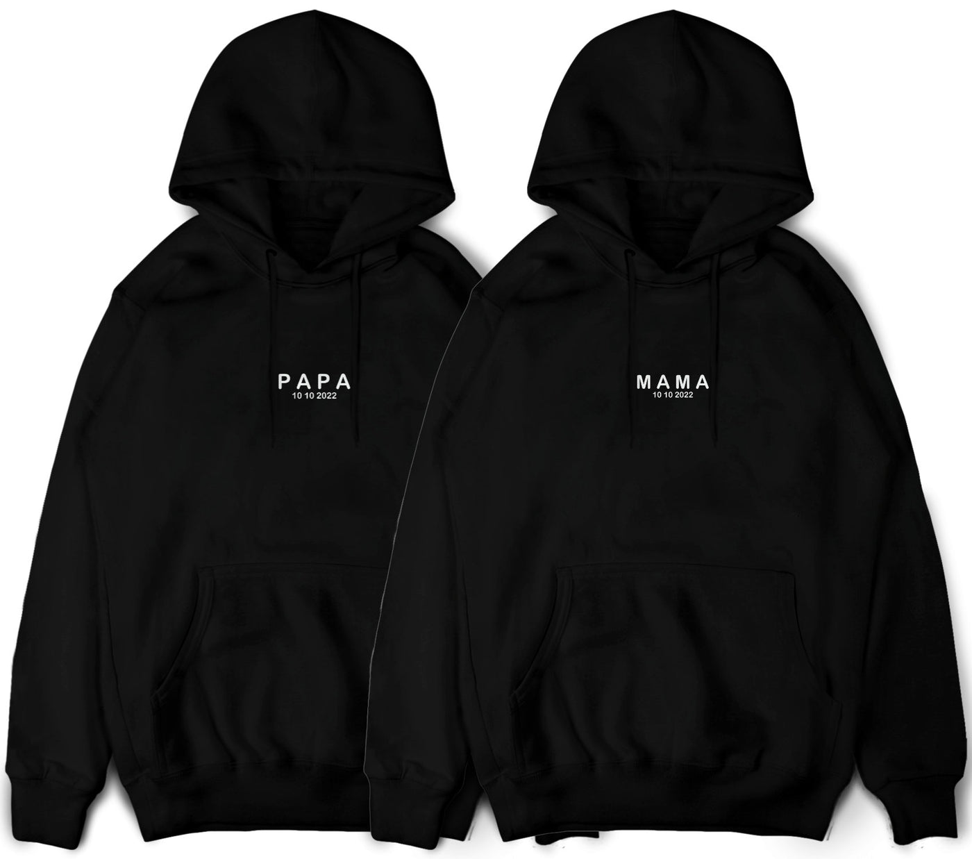 Papa Hoodie Mama Pullover mit Wunschdatum Papa Geschenk Mama Hoodie mit Datum Mama Papa Hoodies Schwangerschaft Ankündigung Pullis Unisex