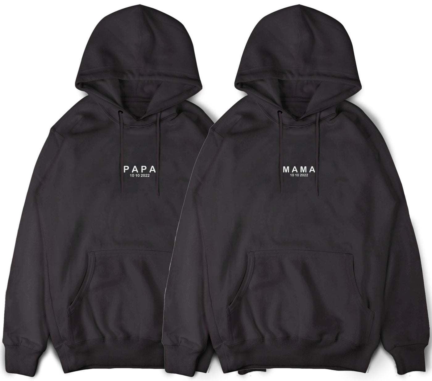 Papa Hoodie Mama Pullover mit Wunschdatum Papa Geschenk Mama Hoodie mit Datum Mama Papa Hoodies Schwangerschaft Ankündigung Pullis Unisex