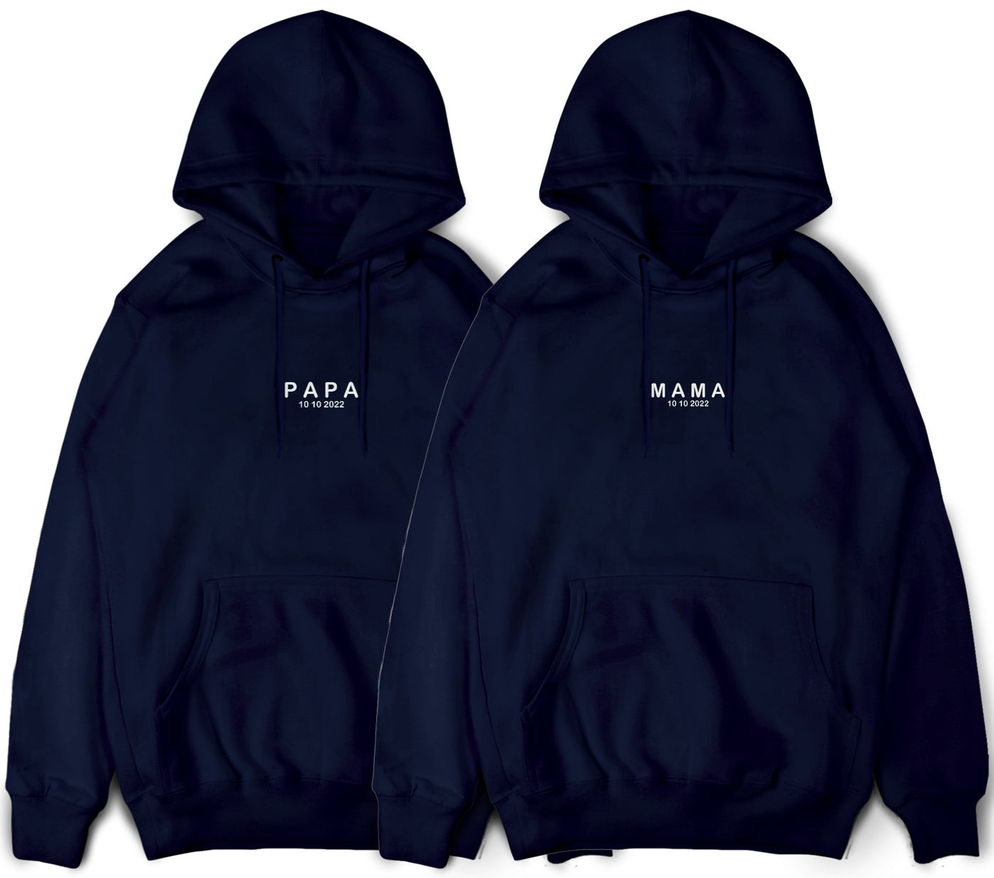 Papa Hoodie Mama Pullover mit Wunschdatum Papa Geschenk Mama Hoodie mit Datum Mama Papa Hoodies Schwangerschaft Ankündigung Pullis Unisex