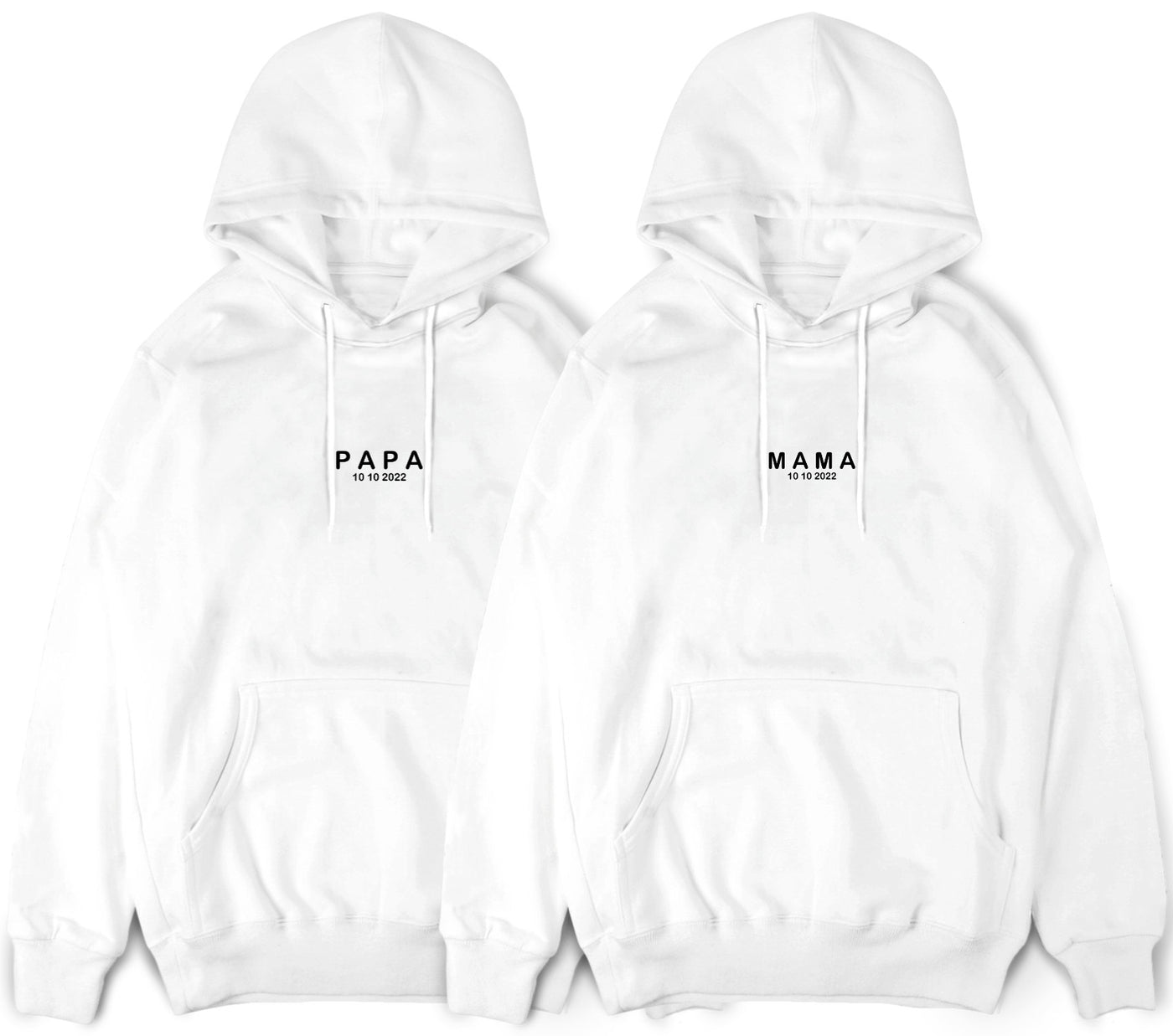 Papa Hoodie Mama Pullover mit Wunschdatum Papa Geschenk Mama Hoodie mit Datum Mama Papa Hoodies Schwangerschaft Ankündigung Pullis Unisex