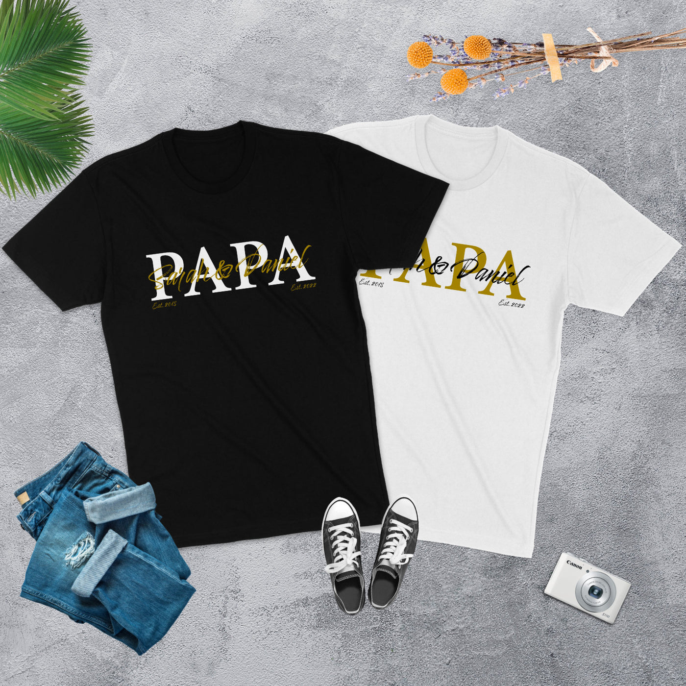 Papa Shirt personalisiert Geschenk Vatertag T-Shirt für Papa Vatertagsgeschenk Wunschtext Familie Kindernamen Est Datum Million Threads