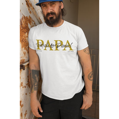 Papa Shirt personalisiert Geschenk Vatertag T-Shirt für Papa Vatertagsgeschenk Wunschtext Familie Kindernamen Est Datum Million Threads