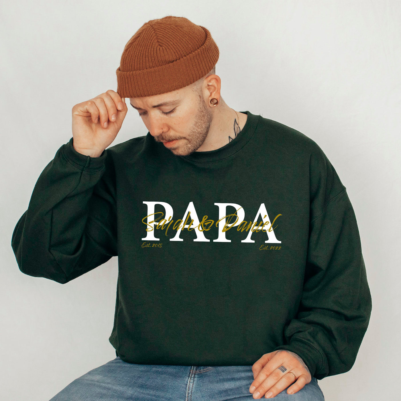 Papa Sweatshirt personalisiert Geschenk Vatertag Pullover für Papa Vatertagsgeschenk Wunschtext Familie Sweater Kindernamen Est Datum Papa