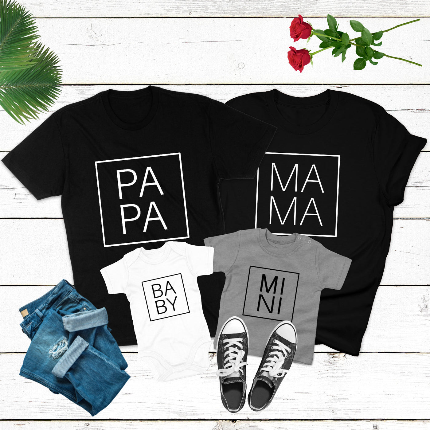 Familienoutfit Papa Mama Shirt Mini Baby Body Big Sis Big Bro Lil Sis Lil Bro