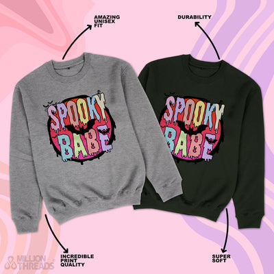 Spooky Babe Sweatshirt Halloween Spooky Vibes Sweater Halloween Pullover Halloween Kostüm