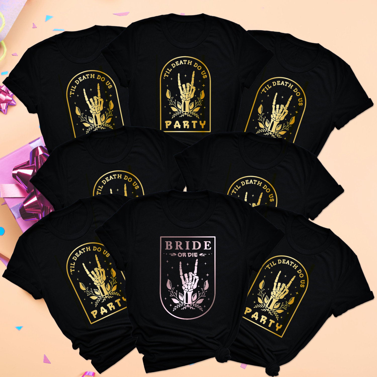 JGA TShirt Crew Till Death Do Us Party Jga Shirt Frauen Braut und Team Braut Shirts Unisex Junggesellinnenabschied Party Shirts Bride Or Die