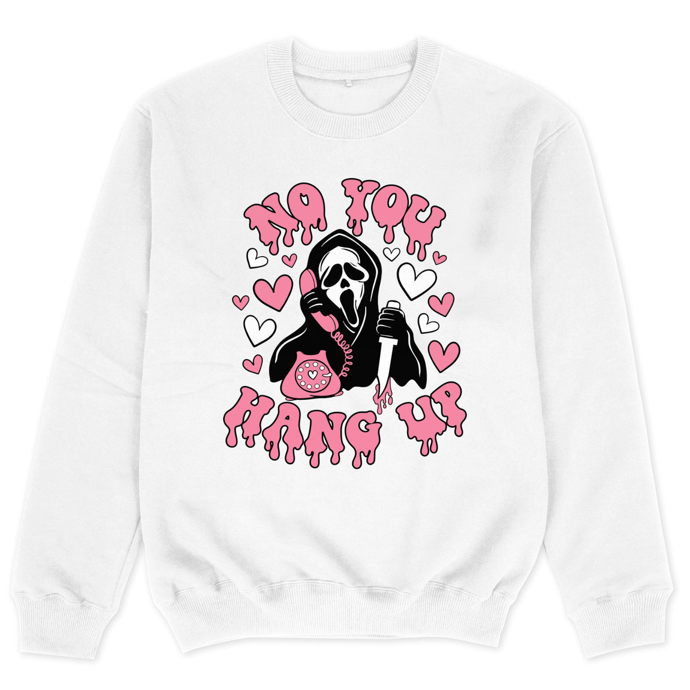 No You Hang Up Sweatshirt Halloween Sweater Ghostface Horror Sweatshirt Parodie Fun Satire